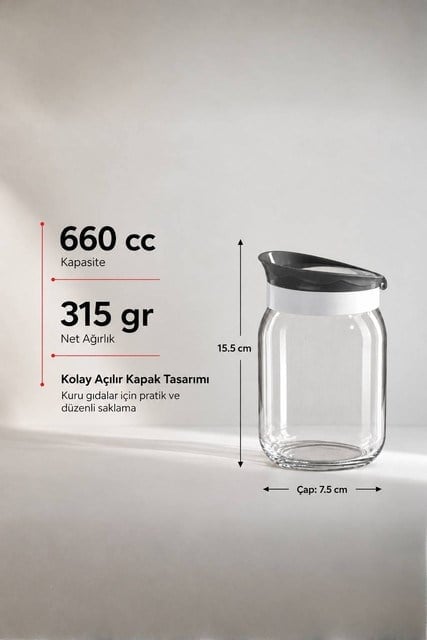 Kapaklı Cam Kavanoz 660 cc