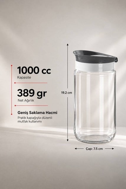 Kapaklı Cam Kavanoz 1000 cc