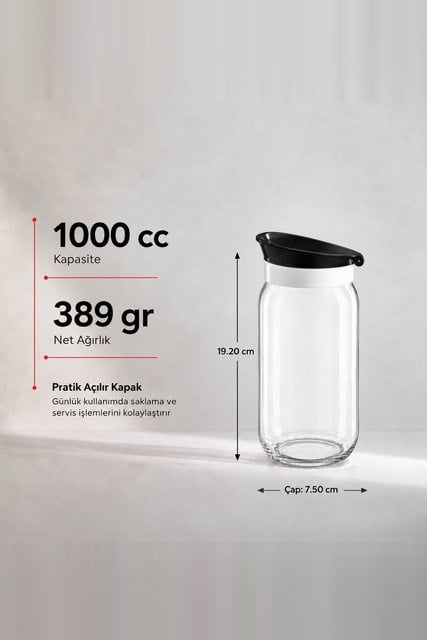 Kapaklı Cam Kavanoz 1000 cc