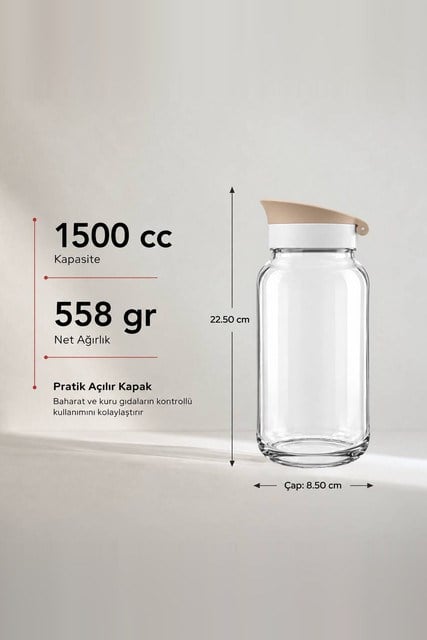 Kapaklı Cam Kavanoz 1500 cc
