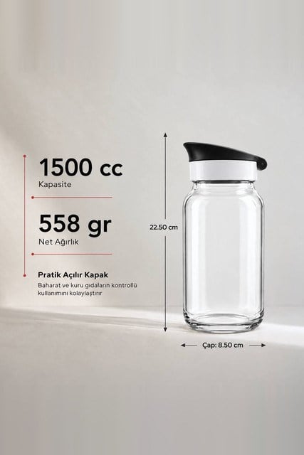 Kapaklı Cam Kavanoz 1500 cc