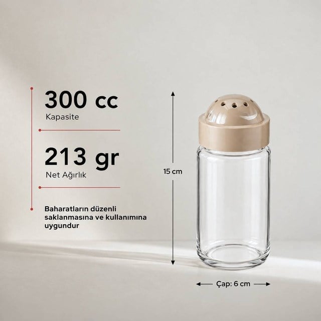 Kapaklı Cam Baharatlık 300 cc
