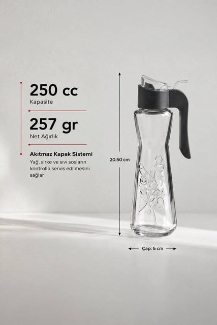 Sarina Gravürlü Cam Yağlık ve Sirkelik 250 cc
