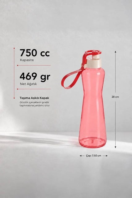 Sarina Renkli Cam Su Matarası  750 cc