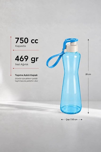 Sarina Renkli Cam Su Matarası  750 cc