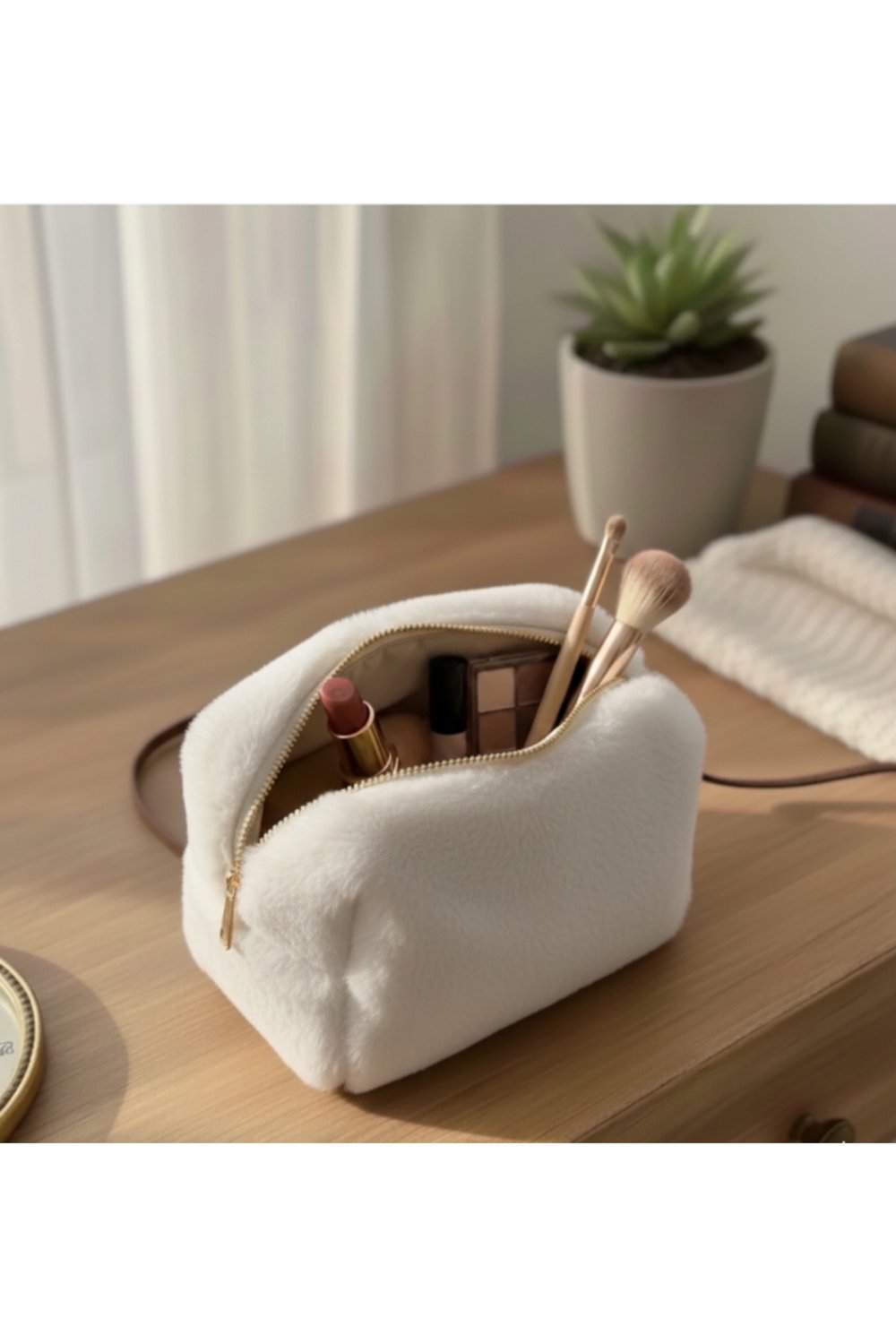 Teddy Peluş Fermuarlı Çok Amaçlı Çanta