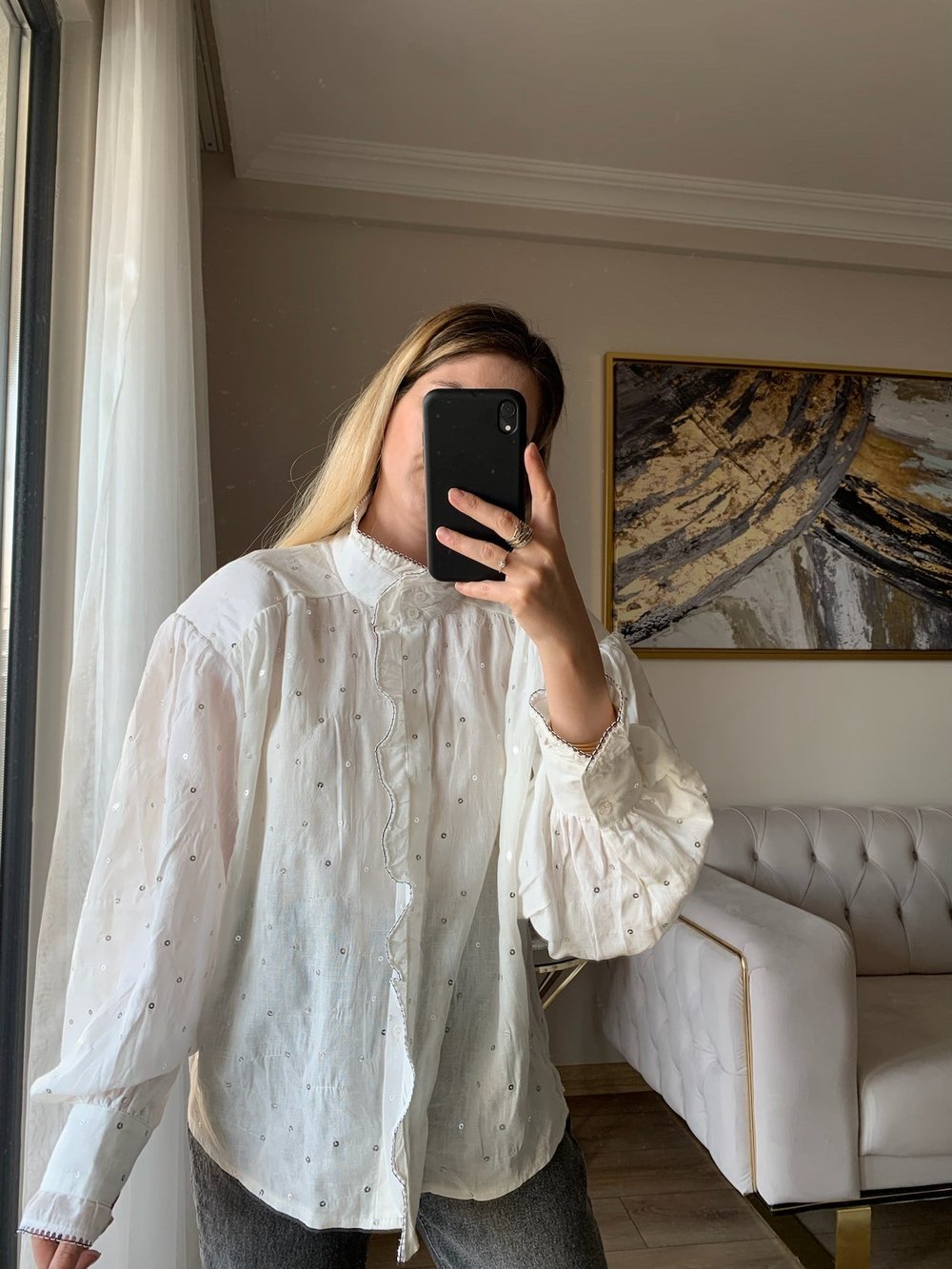 Pul İşlemeli Vatkalı Keten Ceket Gömlek