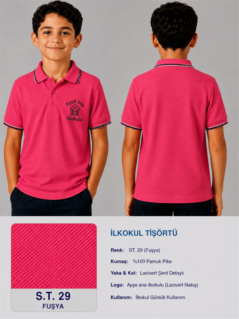 OKUL POLO YAKA KISA KOL