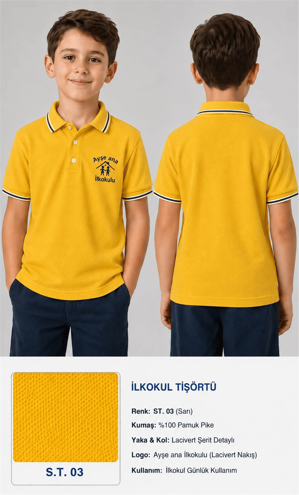 OKUL POLO YAKA KISA KOL