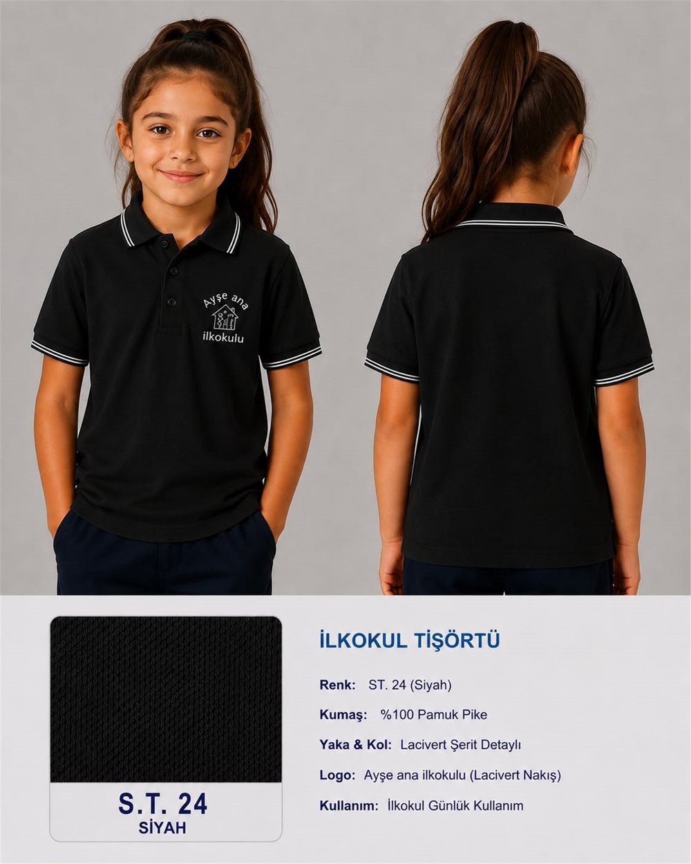 OKUL POLO YAKA KISA KOL