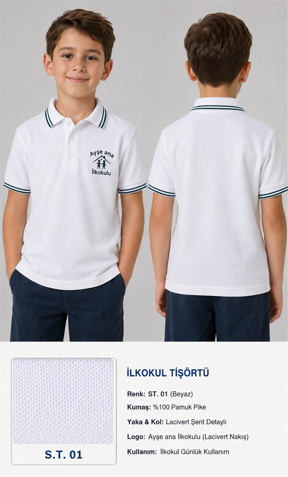OKUL POLO YAKA KISA KOL