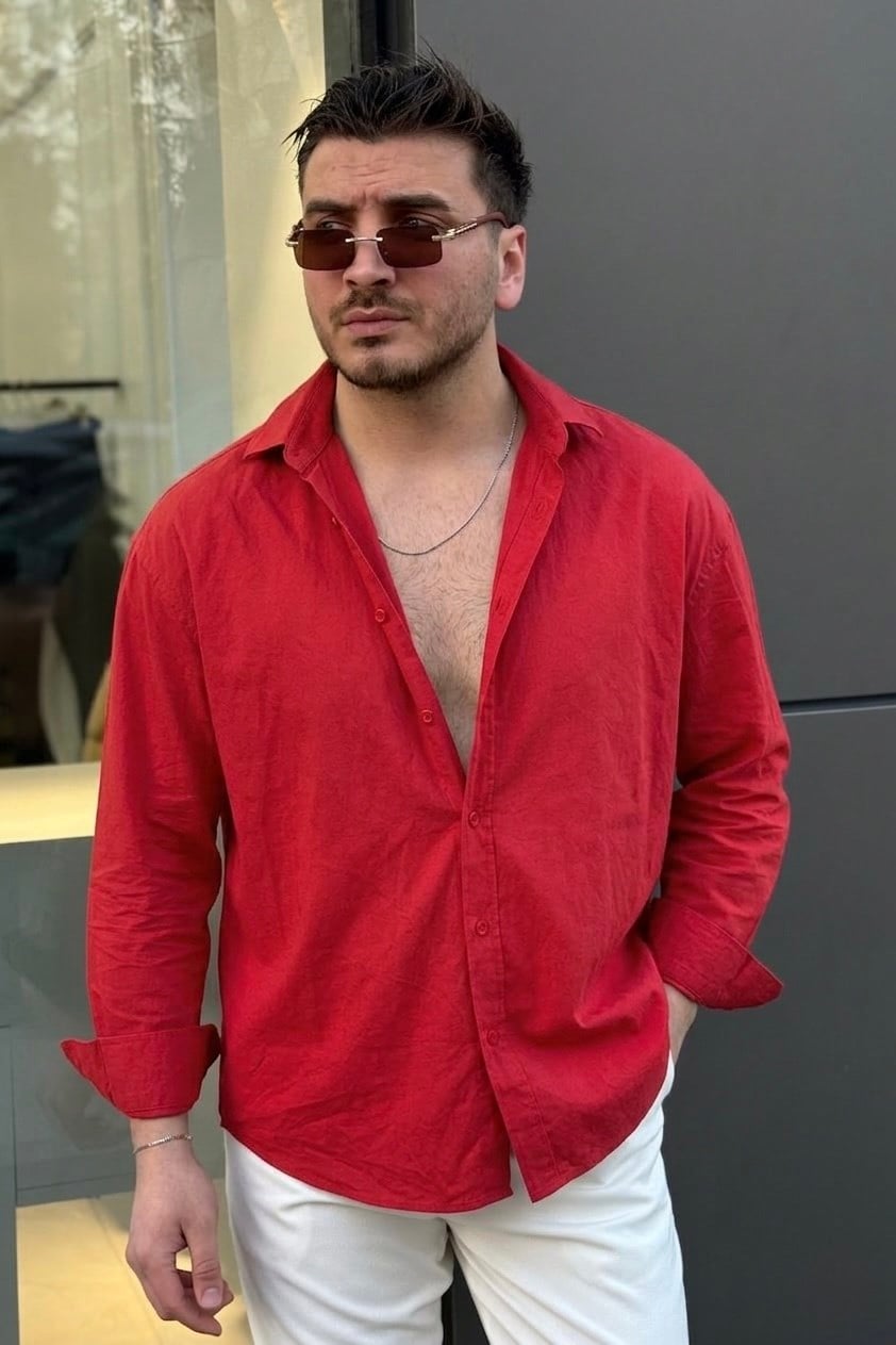 Basic Oversize Gömlek KIRMIZI