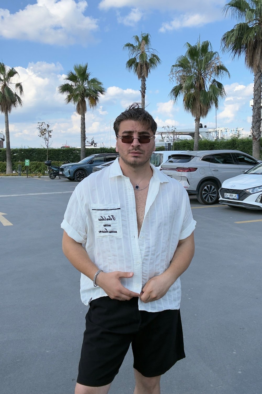 Baskılı Yumuşak Dokulu Gömlek Beyaz