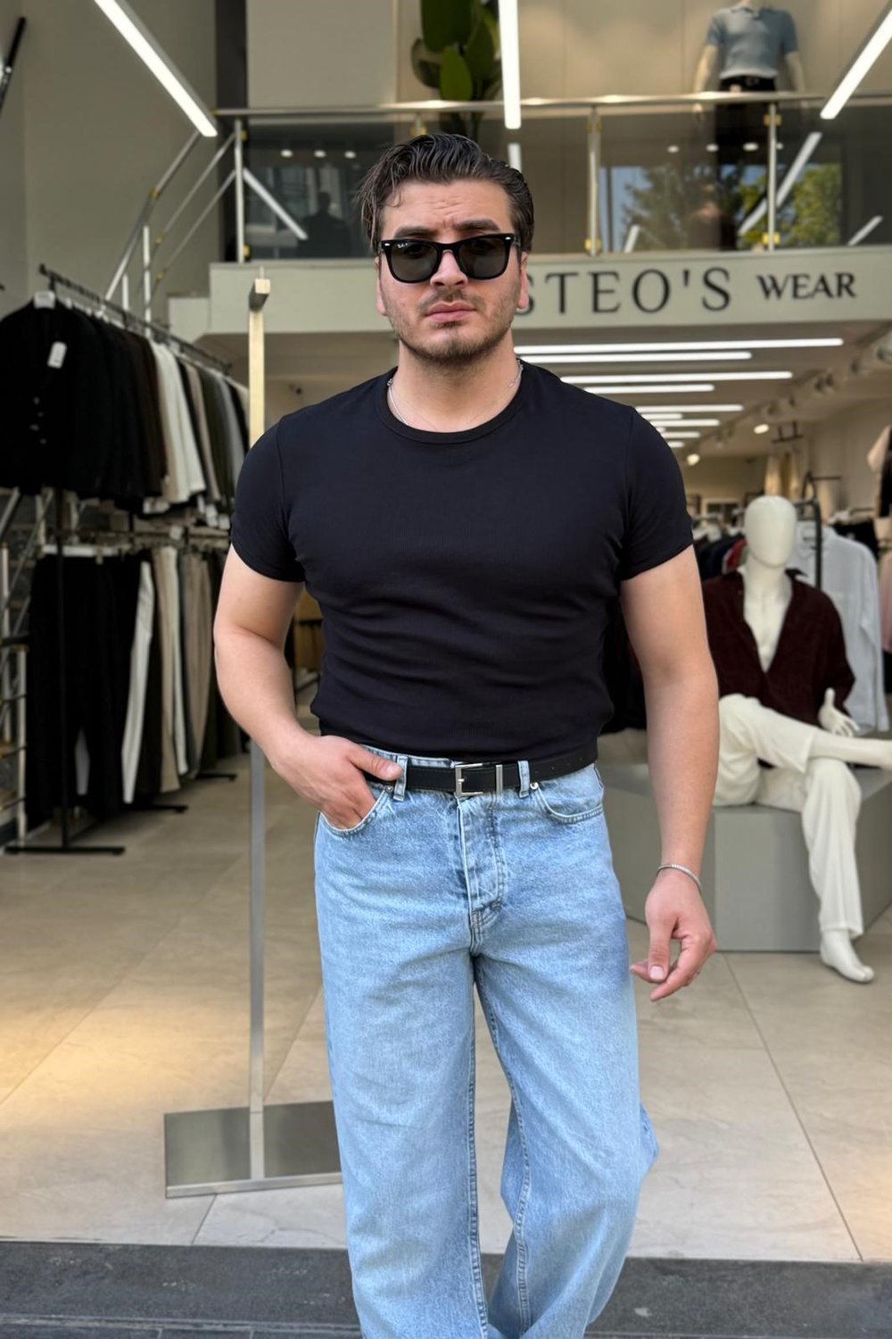 Fitilli Krop Kesim Thsirt Siyah