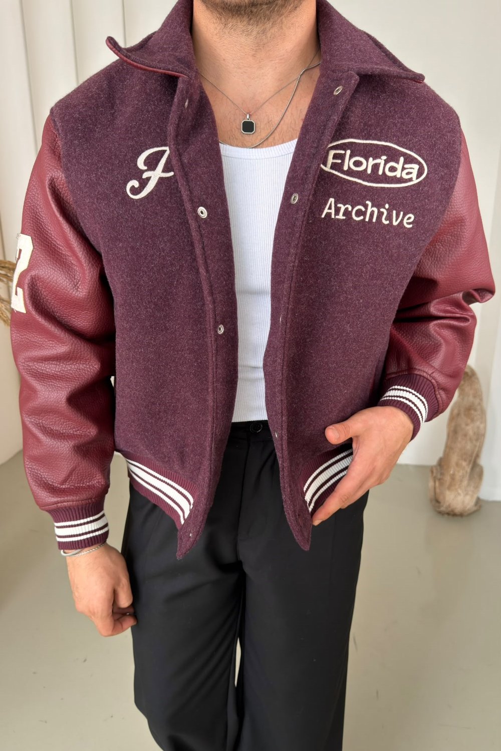 Florida Sırt Baskılı Ceket Bordo