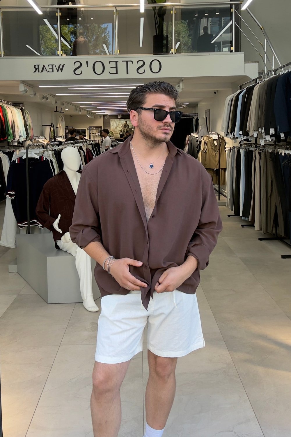 Modal Kumaş Oversize Gömlek Kahve
