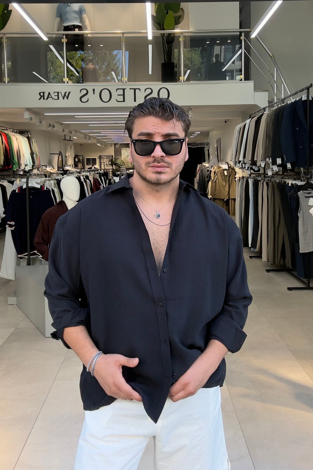Modal Kumaş Oversize Gömlek Siyah