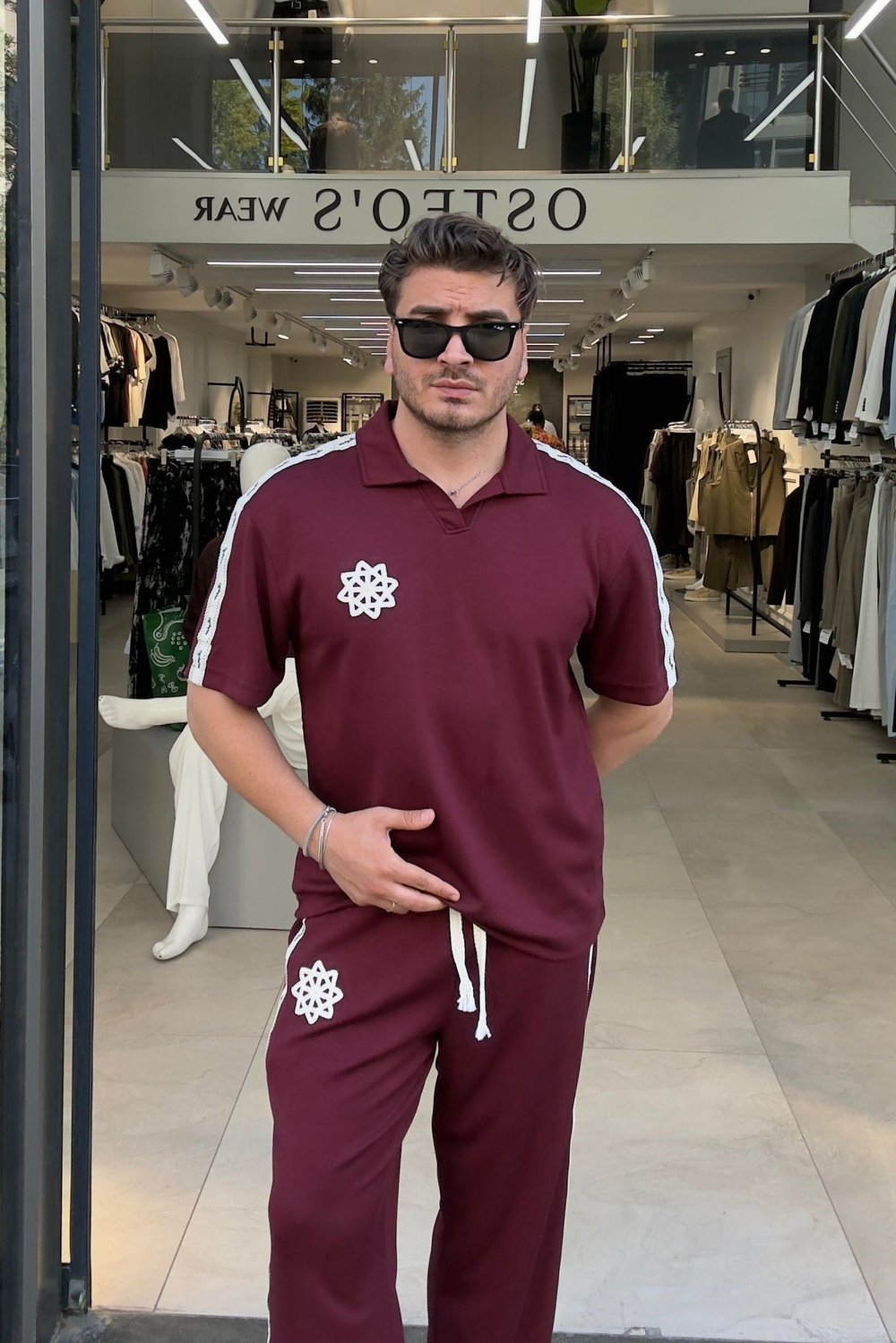 Örme Baskılı Eşofman Takımı Bordo
