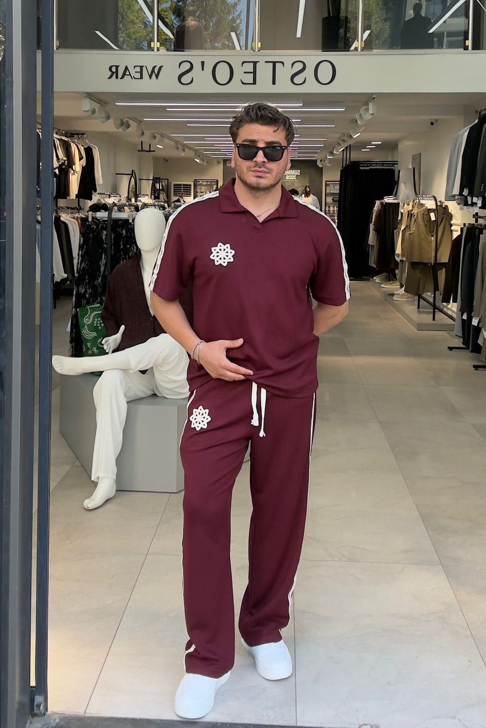 Örme Baskılı Eşofman Takımı Bordo