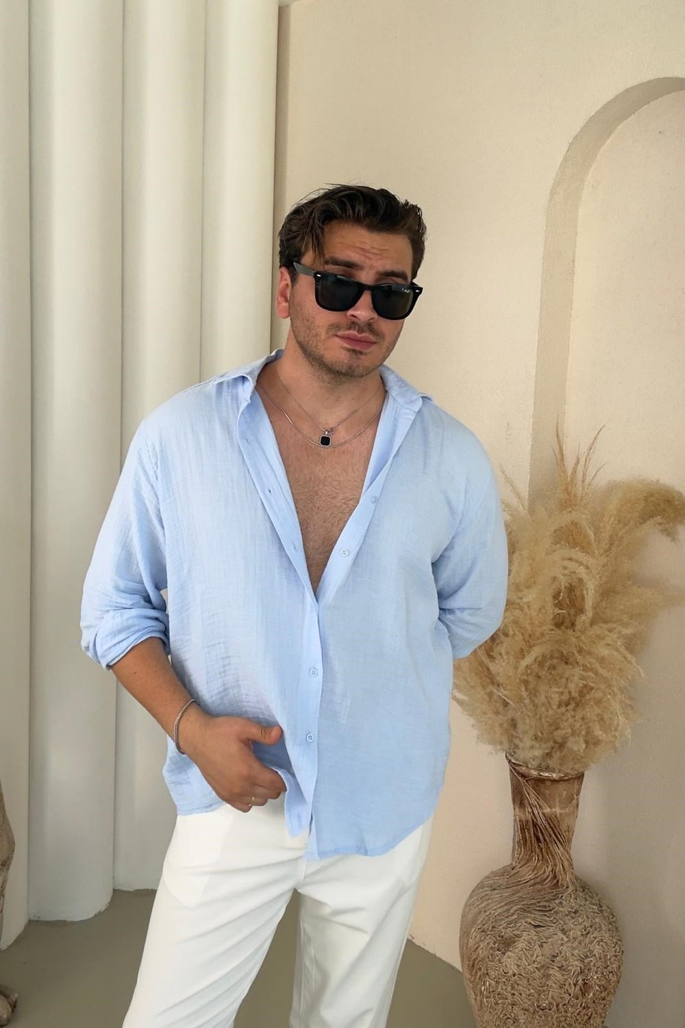 Oversize Kesim Müslin Gömlek Bebe Mavisi