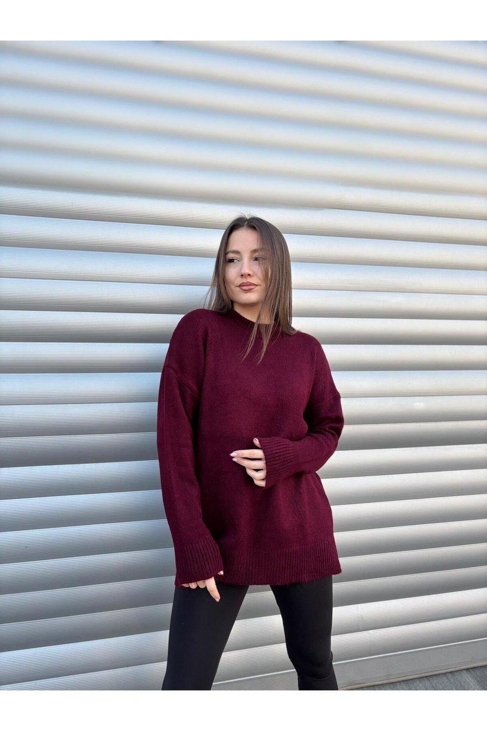 Kadın Oversize Yumuşak Dokulu Basic Triko Kazak