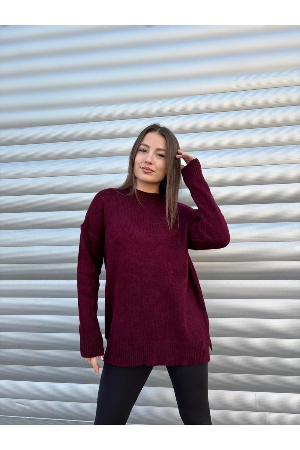 Kadın Oversize Yumuşak Dokulu Basic Triko Kazak