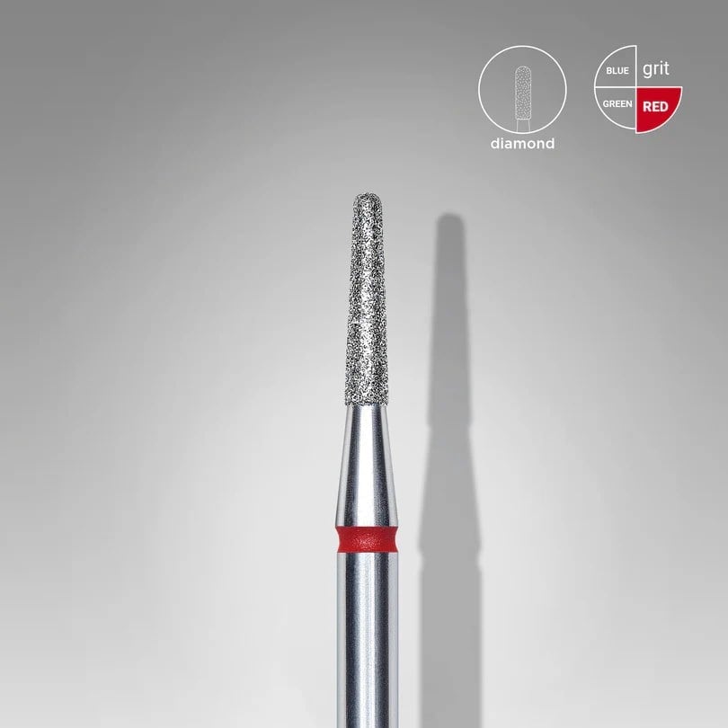 Elmas Kesik Koni Freze, Kırmızı, Çap 1,8 mm, Çalışma Kısmı 8 mm