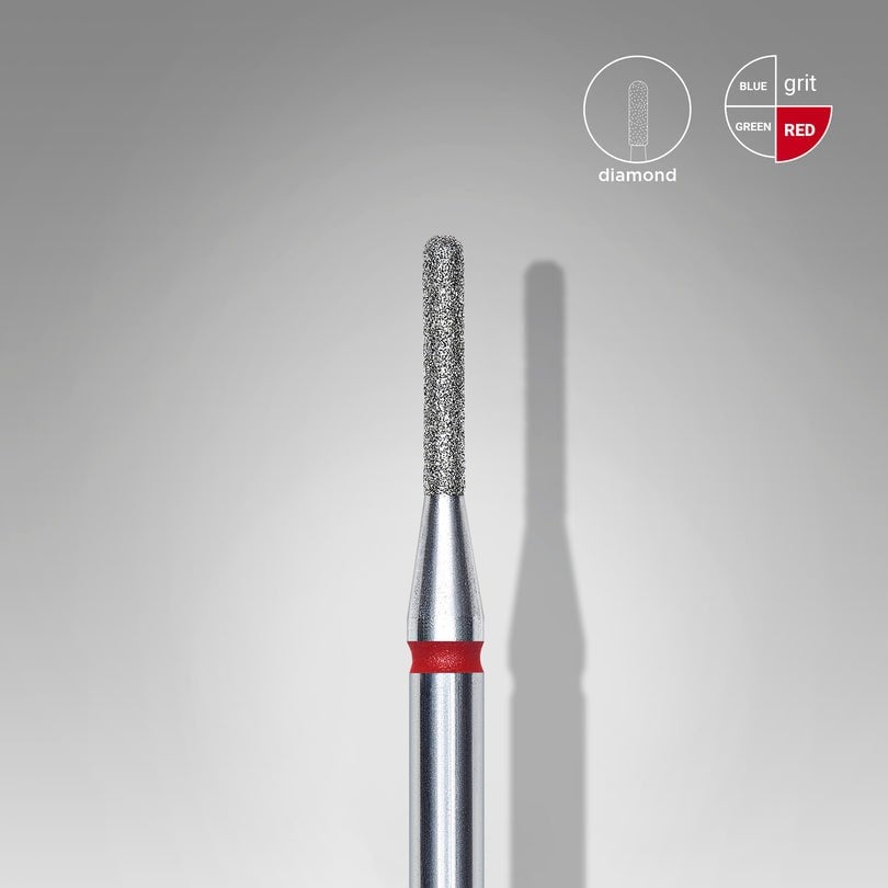 Elmas Yuvarlanmış Silindir Freze, Kırmızı, Çap 1,4 mm, Çalışma Kısmı 8 mm