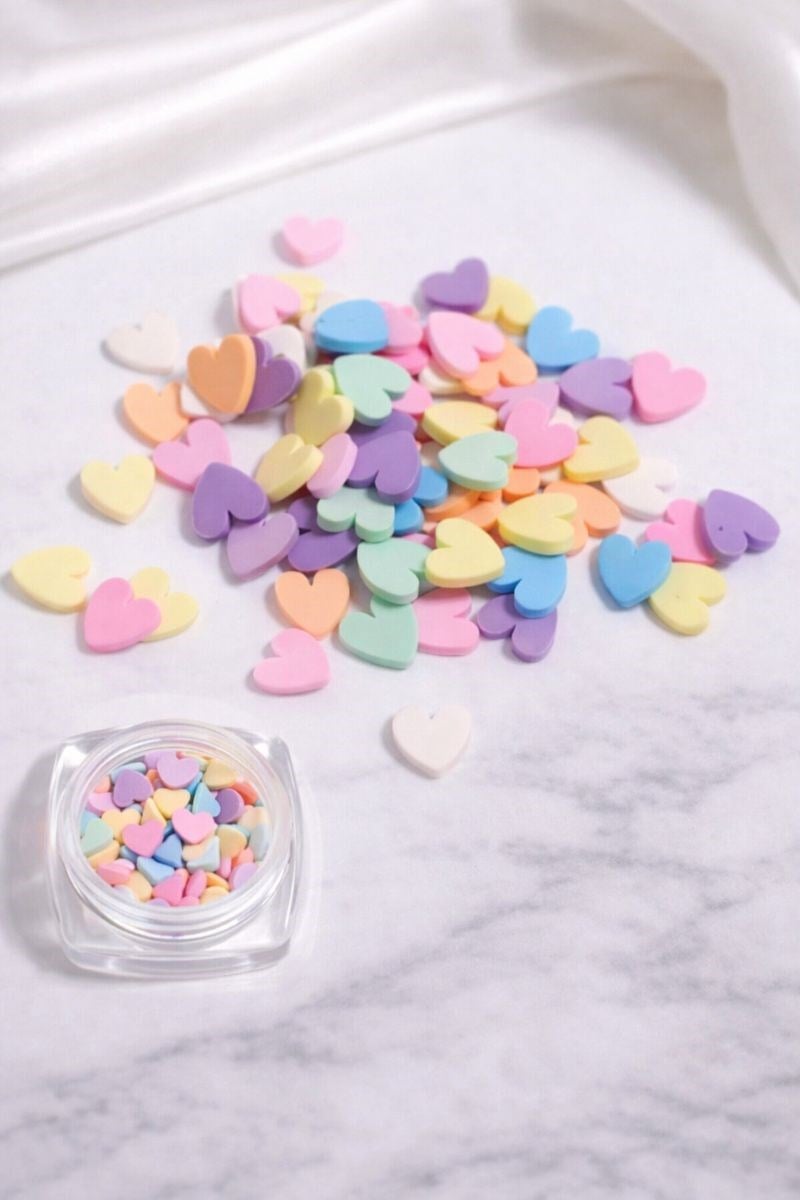 Kawaii Pastel Kalp Nail Charm 3D Tırnak Süsü Karışık Renk No:02
