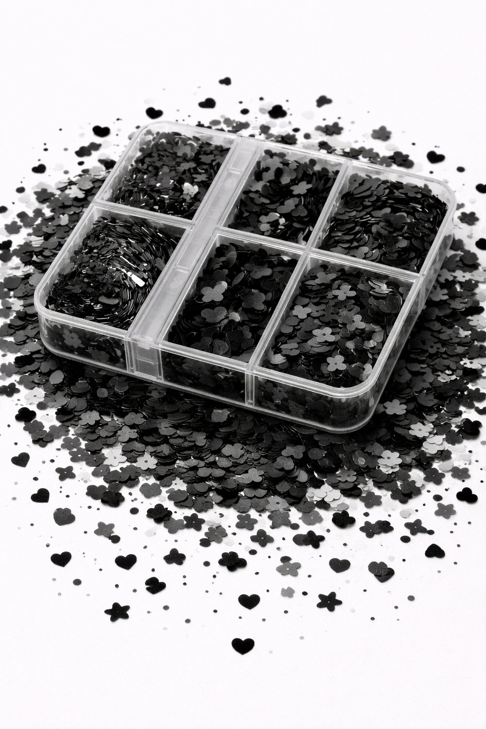 Midnight Black Clover Nail Glitter Box