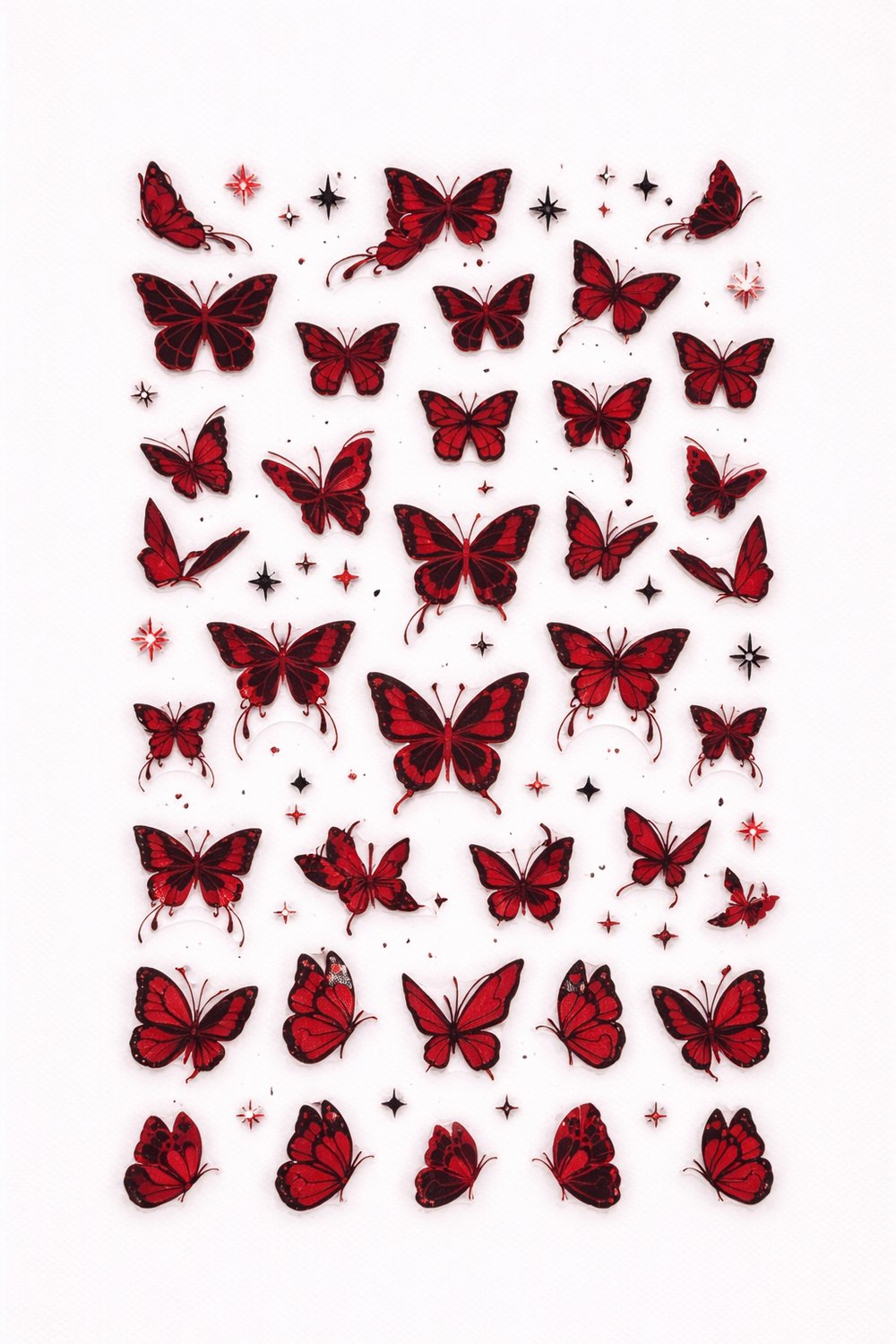 Red Butterfly Elegance Nail Art Sticker – SW-CS087