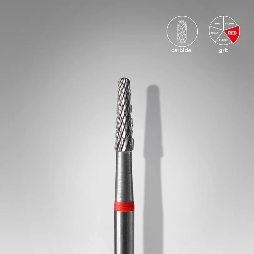 Sert Alaşım Koni Freze, Kırmızı, Çap 2,3 mm / Çalışma Kısmı 8 mm