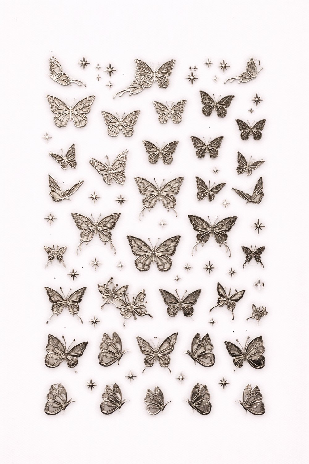 Silver Butterfly Minimal Nail Art Sticker – SW-CS084