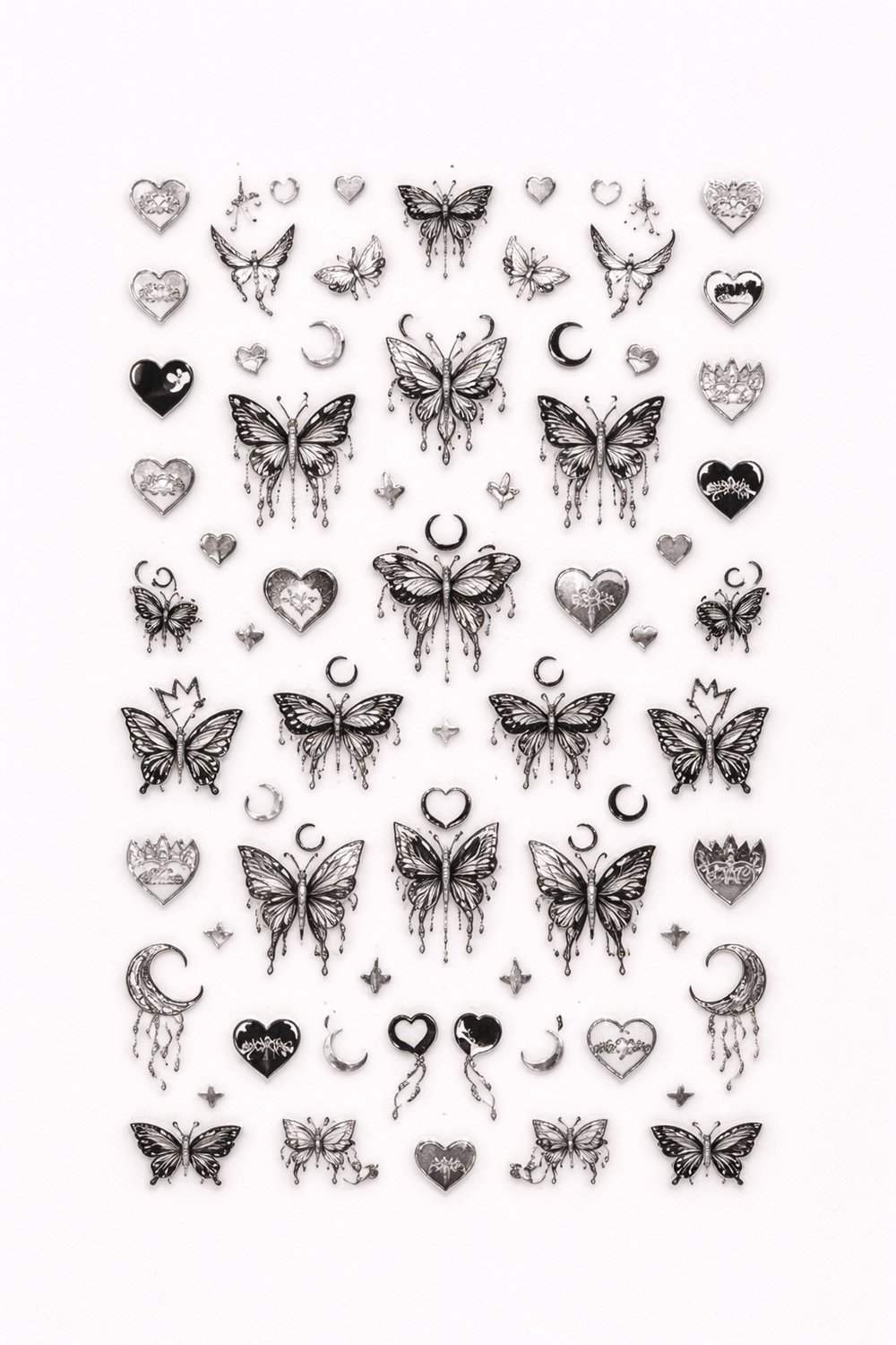 Silver Gothic Butterfly Nail Art Sticker – SW-CS064