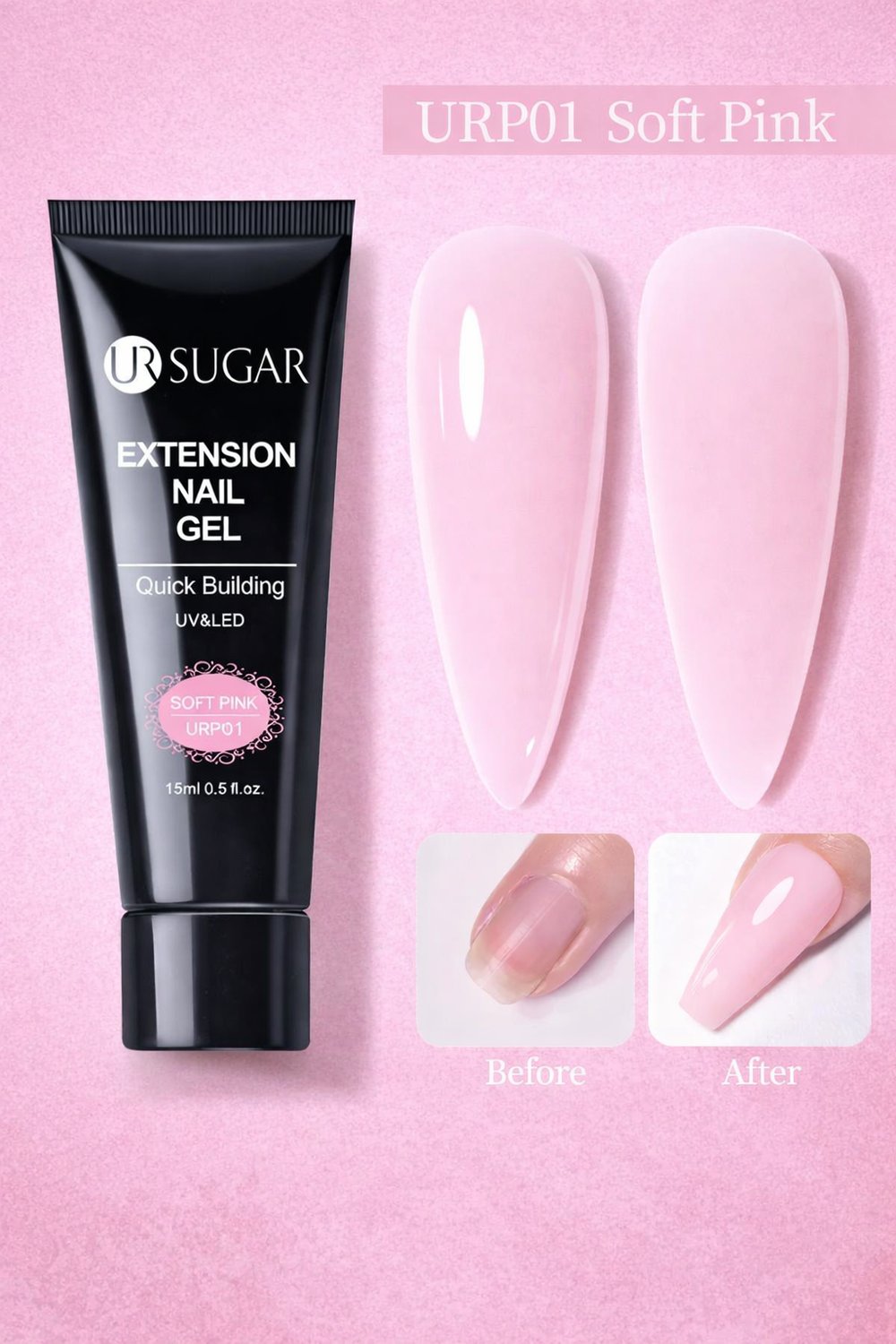 Ursugar Extension Nail Gel 15 ml Soft Pink URP01