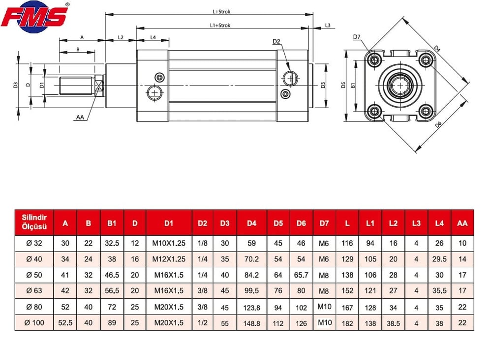 Q80 -300mm ALÜMİNYUM SİLİNDİR  ( ISO SERİSİ )