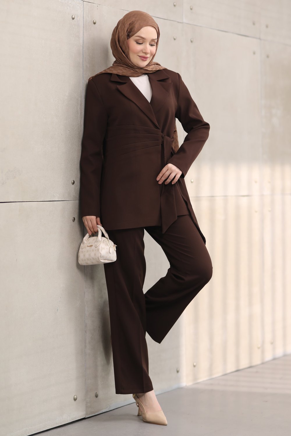 Kuşaklı Blazer Tesettür Takım