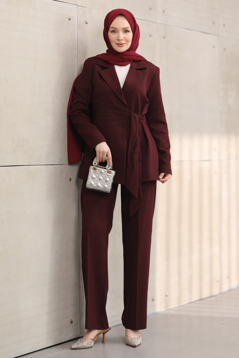 Kuşaklı Blazer Tesettür Takım