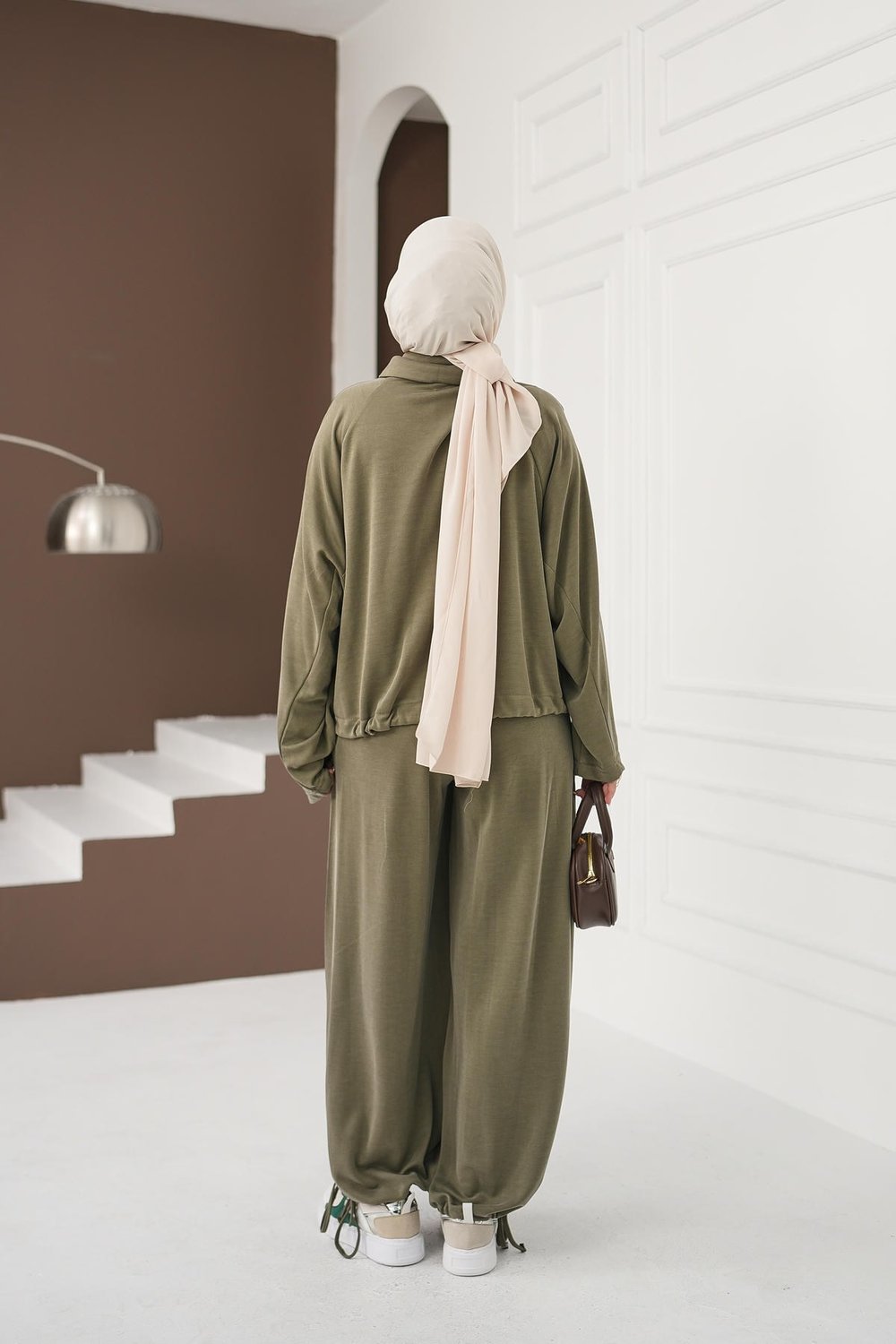 Büzgü Detaylı Pantolon Takım - Haki
