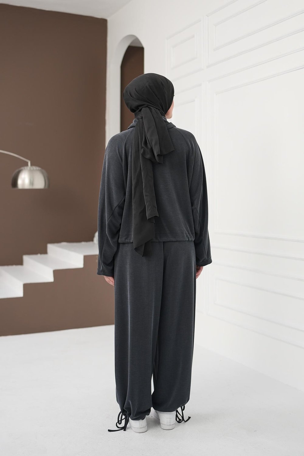 Büzgü Detaylı Pantolon Takım - Siyah