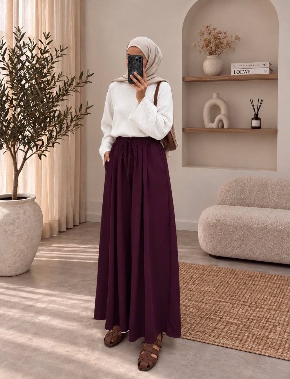 Cepli Etek Pantolon - Mürdüm kadın giyim ürün görseli Arzestore