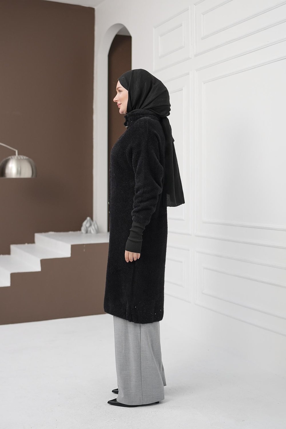 Düğmeli Yumoş Hırka - Siyah