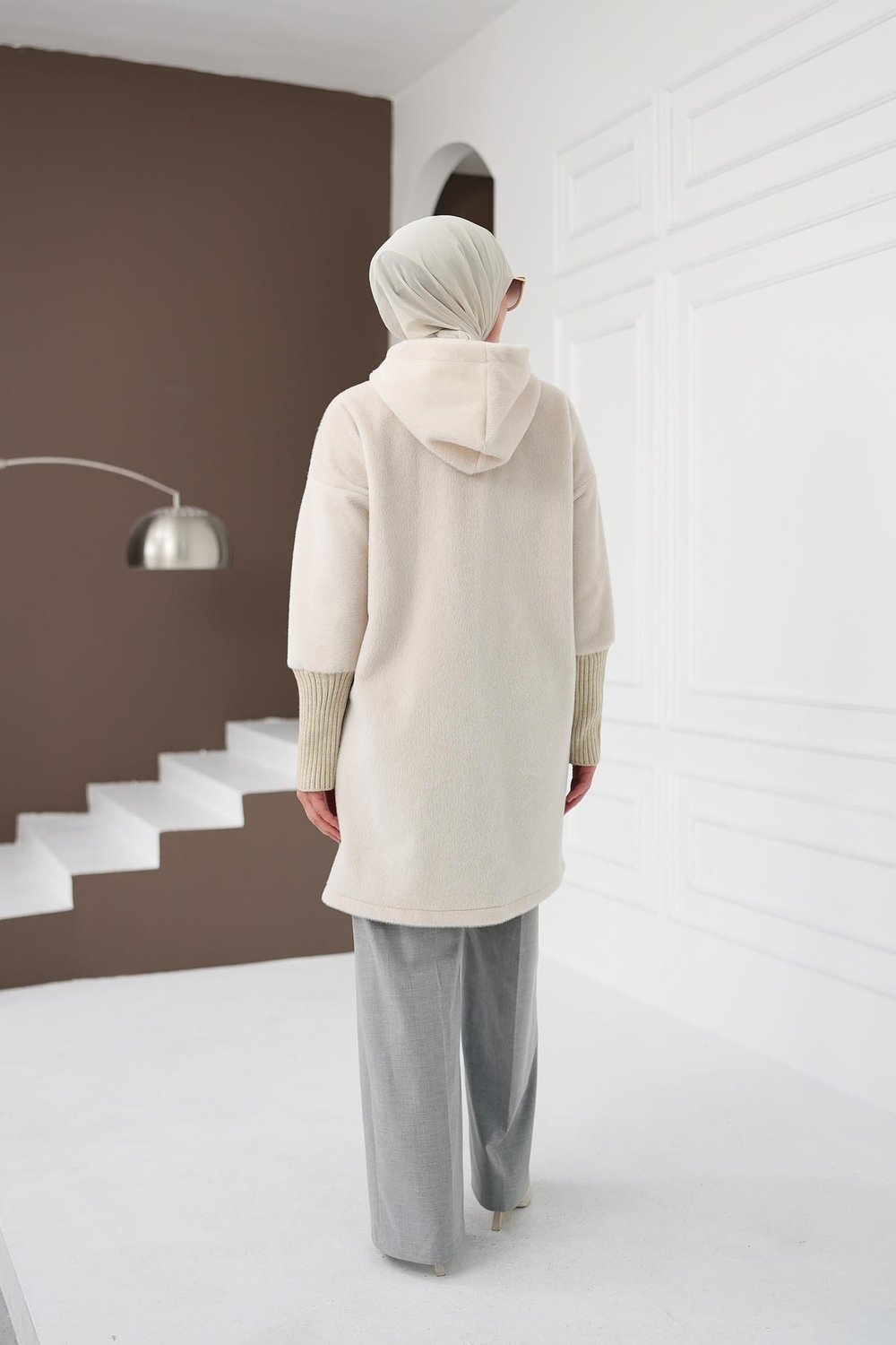 Fermuarlı Cepli Fox Hırka - Krem