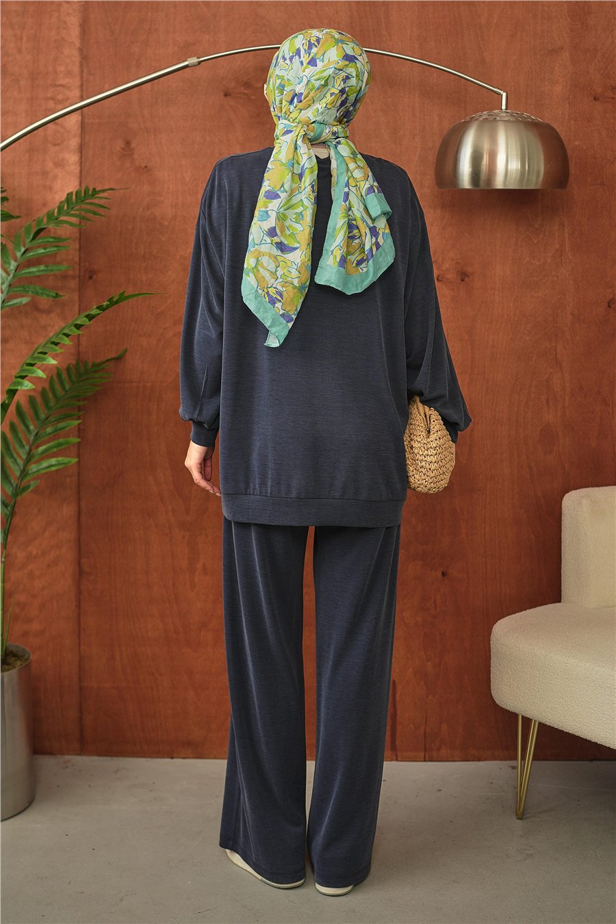 Lacivert Oversize Rahat Kesim Tesettür Takım