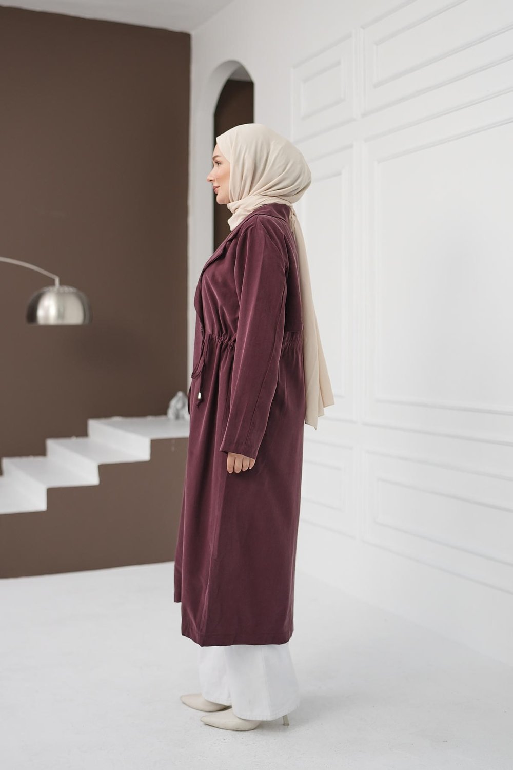 Şal Yaka İpli Tencel Kap - Gül Kurusu