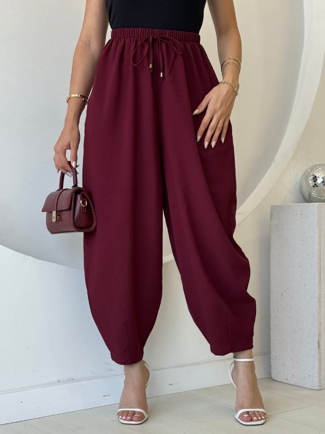 Bordo Şalvar Model Pantolon