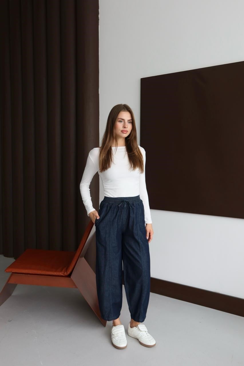 Tensel Kumaş Havuç Model Pantolon Lacivert