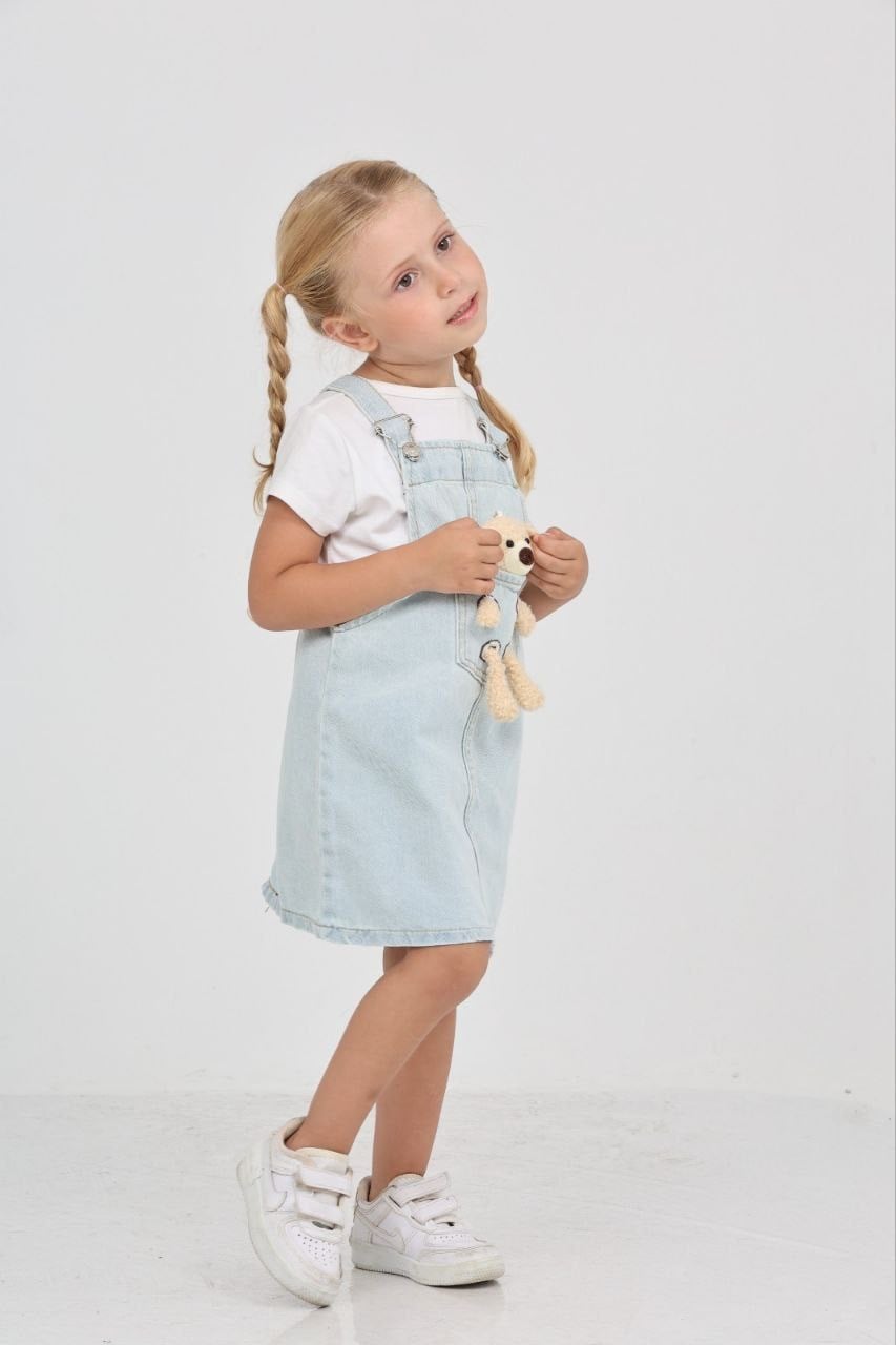 Ayıcıklı Denim Jile Mavi