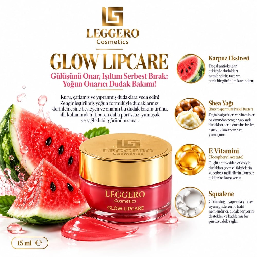 Glow Lipcare Karpuz Aromalı Dudak Bakım Balmı 5gr