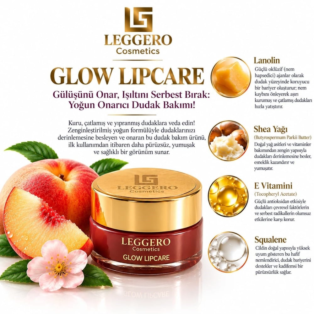 Glow Lipcare Şeftali Aromalı Dudak Bakım Balmı 5gr